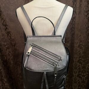 Marc Jacobs New York Anthracite Zip Leather Backpack Gunmetal Gray Metalic NWOT